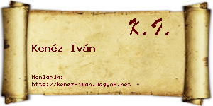 Kenéz Iván névjegykártya